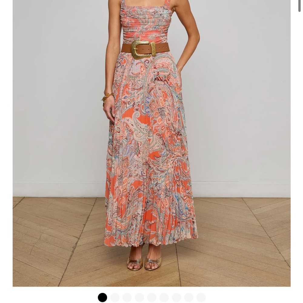 L’Agence Torin Pleated Maxi Skirt orange